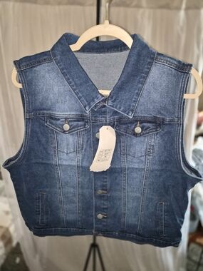 Men's Blue Denim Vest Jacket - Classic Sleeveless Jean Jacket